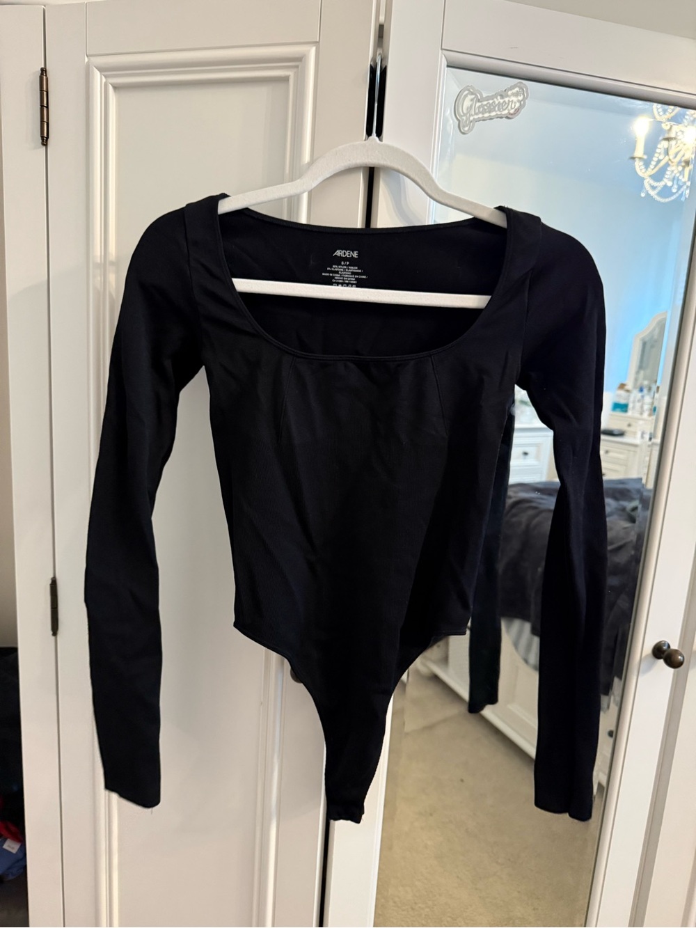 Ardene Black Long-Sleeve Scoop Neck Bodysuit